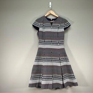 Ted Baker Jewel-Toned Geometric Patterned Cap Sleeve Dress, Ted Baker Size 1